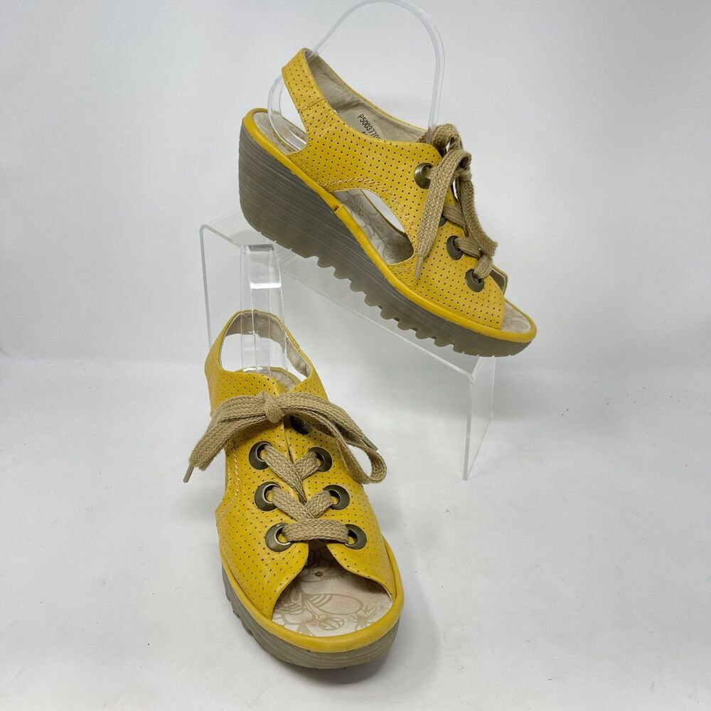 Fly London YiFa Lace-up Wedge Comfort Sandals 40